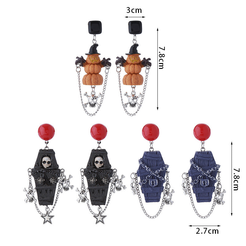 Wholesale  Skull Mummy Coffin Star Earrings Plastic Resin Party Wear Accessory