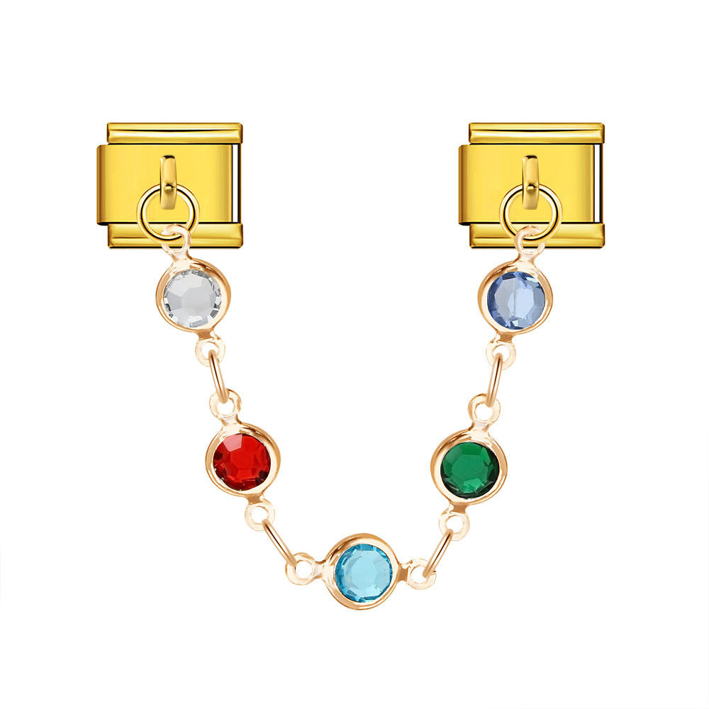 Wholesale   Italian Charm Bracelet 9mm DIY double pendant  flower and evil eye Creative Stainless Steel Composable Bracelet