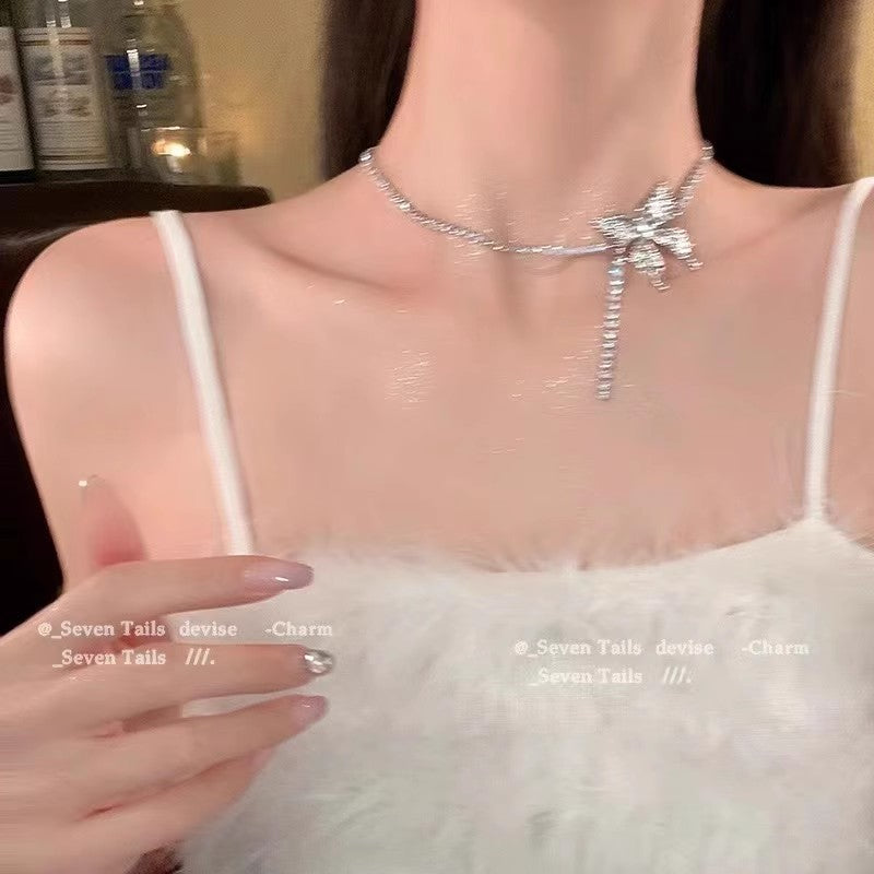 Wholesale Full Diamond Light Luxury Butterfly Necklace