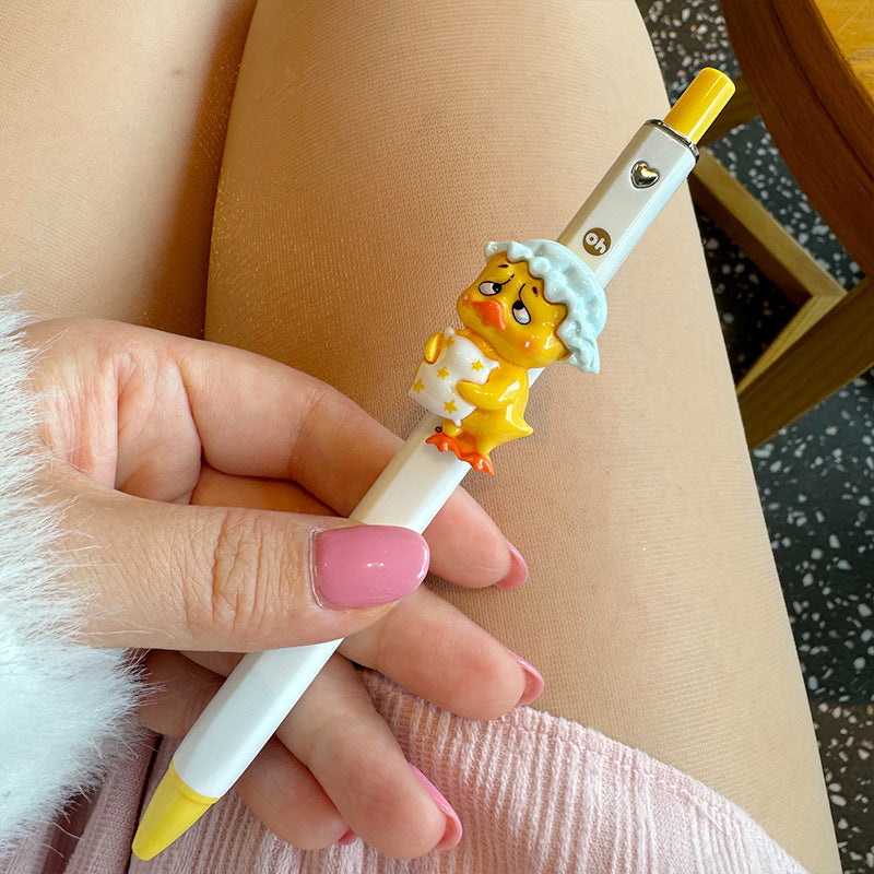 Wholesale Cute Cartoon Yellow Duck with Cute  Heart Student Gel Pen