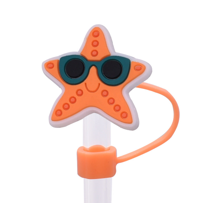 Wholesale Random 100pcs Creative dustproof cartoon Straw Cover Straw Tube Cap