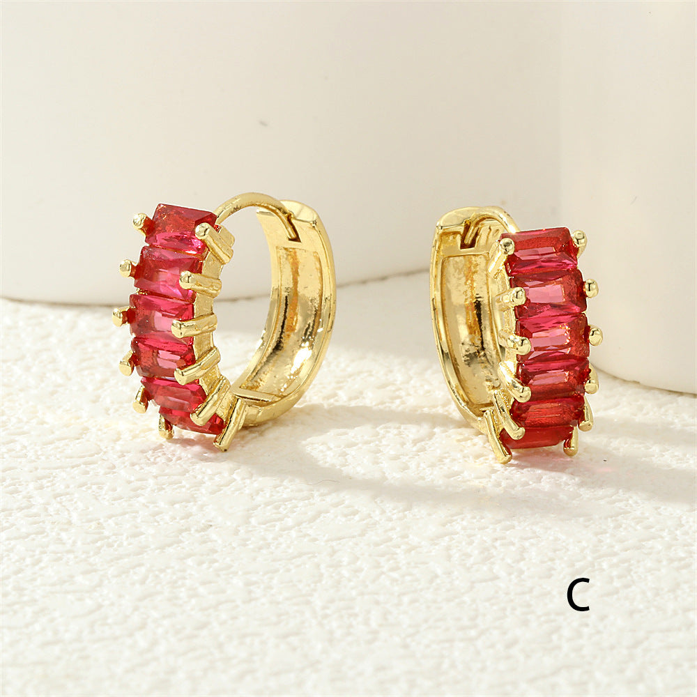 Wholesale 18K gold-plated copper colored zircon earrings,  earrings,  earrings