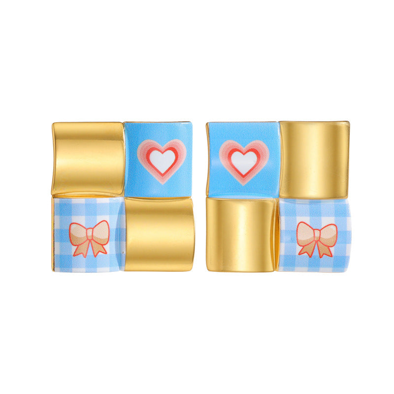 Wholesale Creative Square Earrings in Stainless Steel and 18K Gold