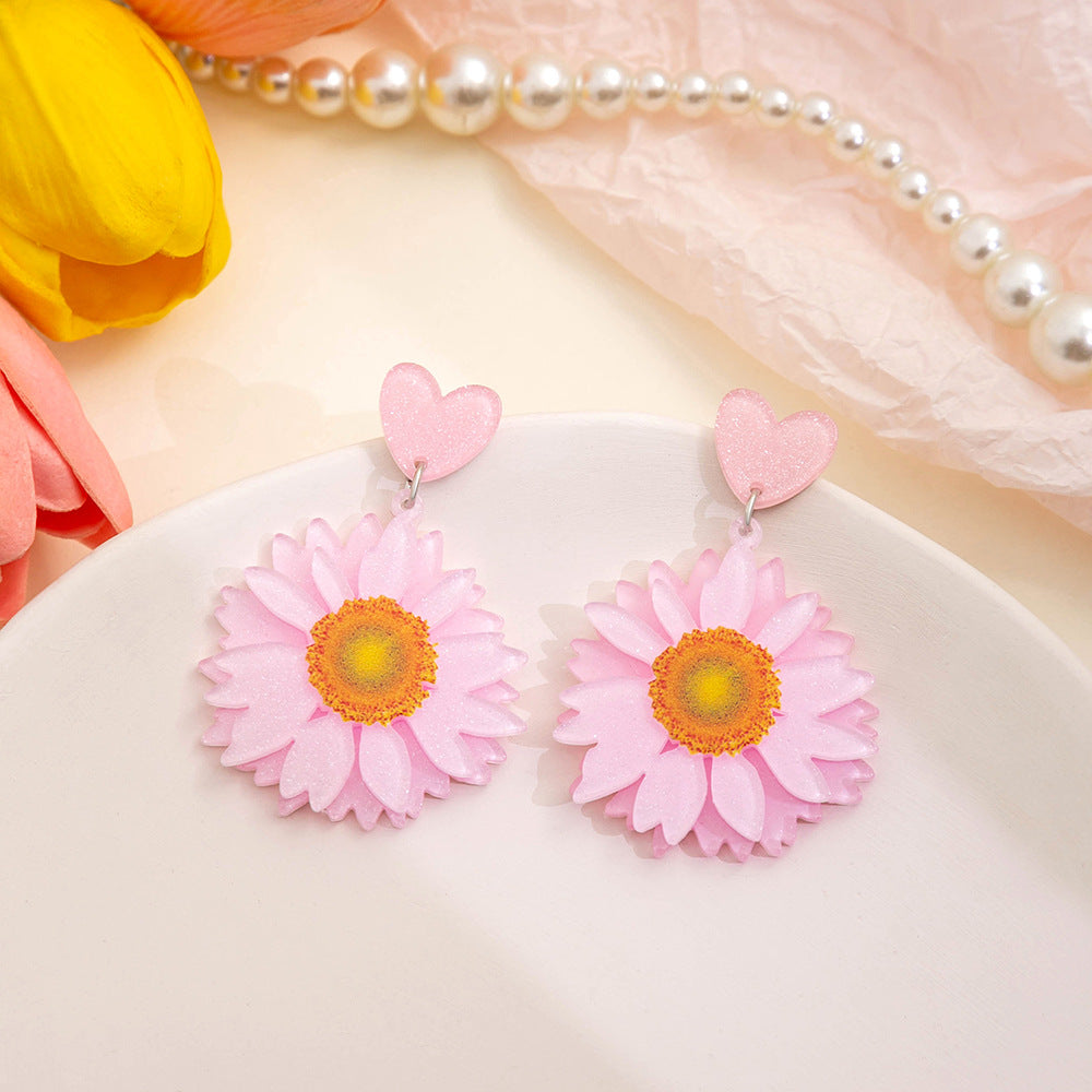 Wholesale  Sunflower Acrylic Earrings