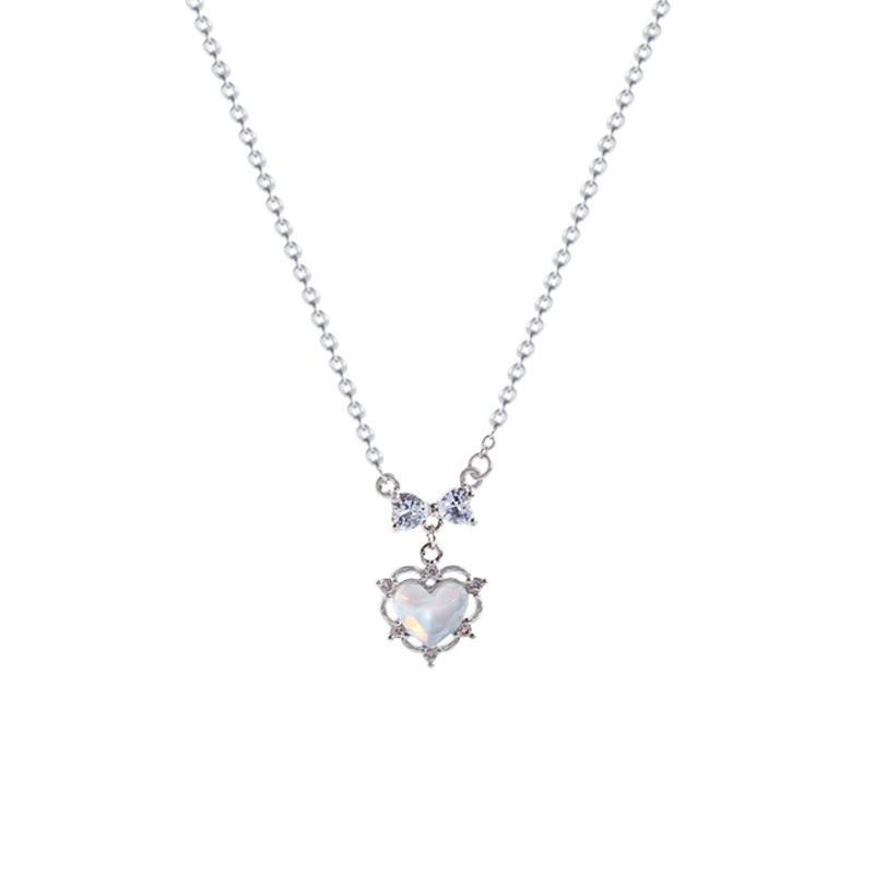 Wholesale Blue Ocean Heart Pendant Necklace Zinc Alloy Electroplated Trendy Fashion Accessory For Women Boutique Gift Resale