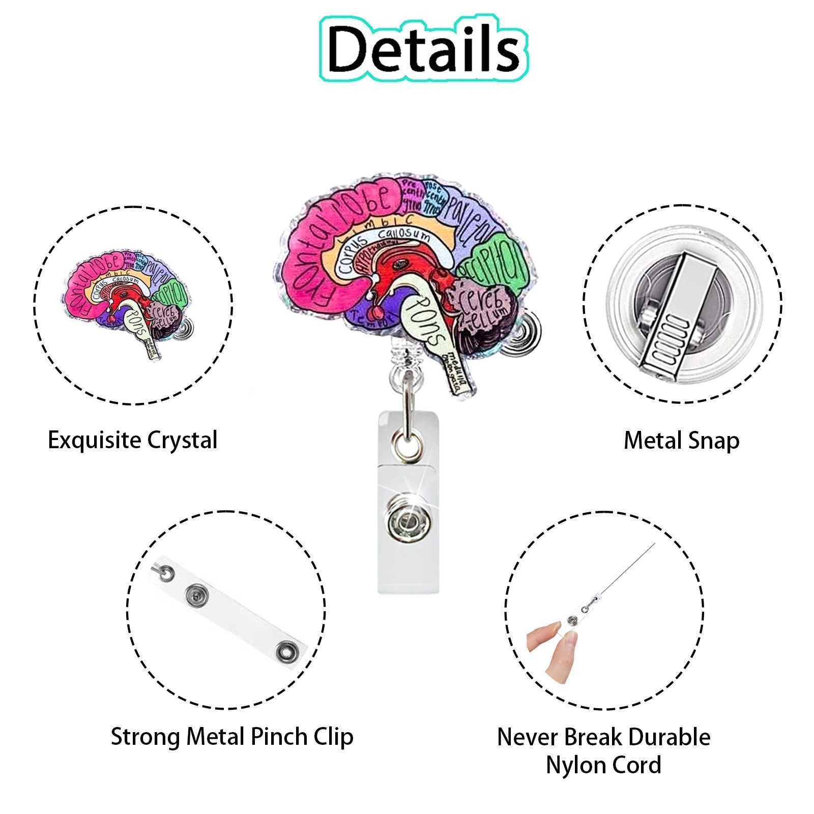 Wholesale Creative Heart and Lung Pattern Telescopic Clip Badge Holder ABS Plastic Easy-Pull Buckle Boutique Accessory