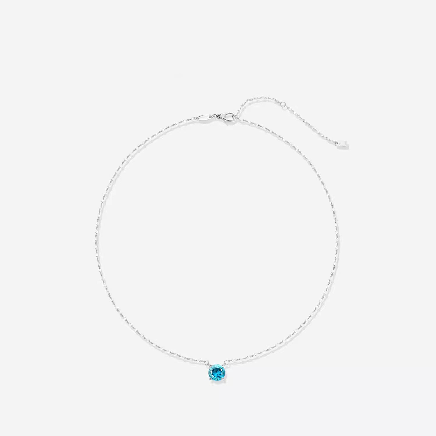 Wholesale Light Luxury Sea Blue Zircon Pendant Necklace,  Classic Four-Prong Design,  Fashion Jewelry Accessory for Women