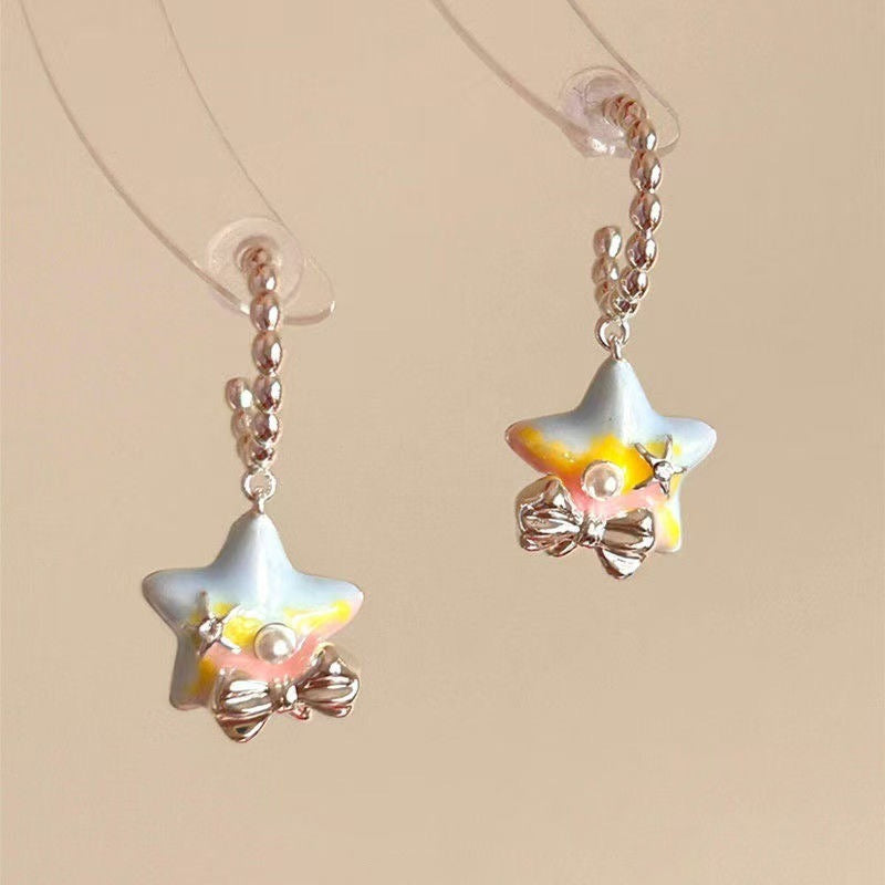 Wholesale Colorful star bow earrings