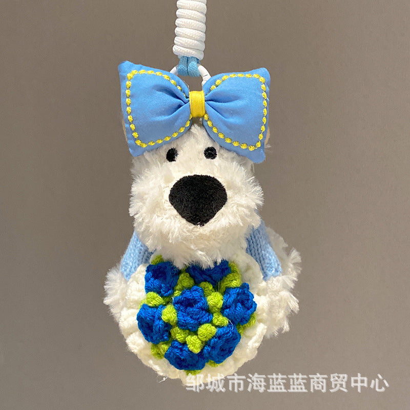 Wholesale Cute Flower  Puppy Plush Keychain