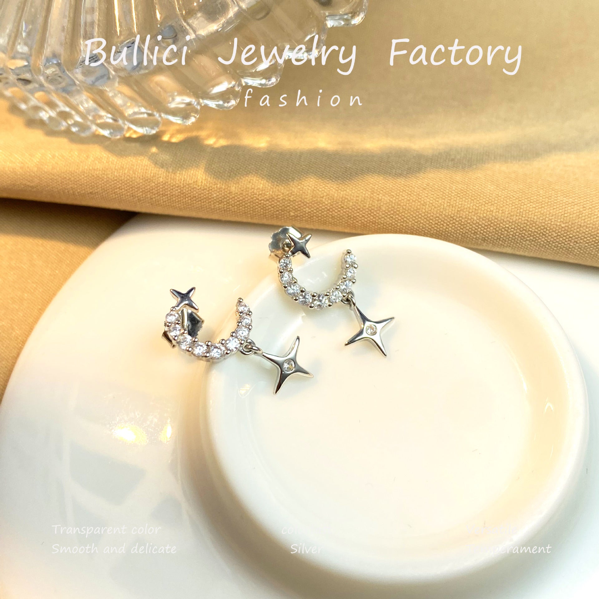 Wholesale s925 Sterling Silver Earrings Sun Moon Star Tassel Earrings