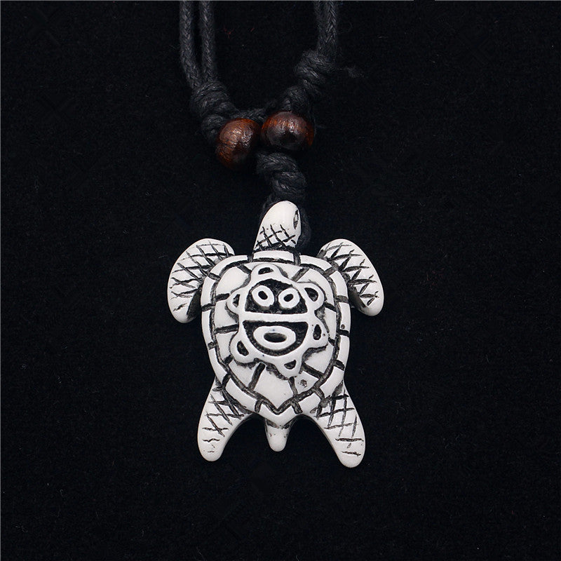 Wholesale Vintage Turtle Necklace Carved Turtle Pendant Resin Sweater Chain ACC-NE-ShuangDe001