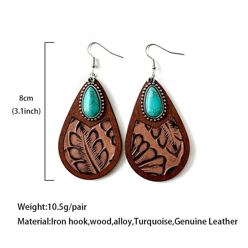 Wholesale Western genuine leather earrings