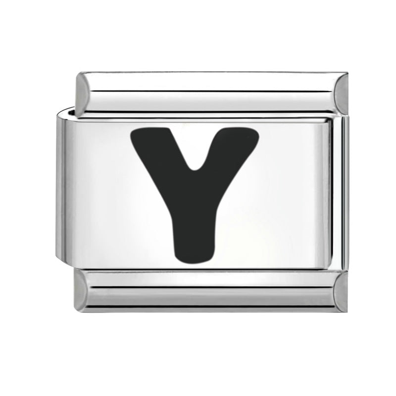 Wholesale Italian modular bracelet 9mm DIY splicing detachable letters titanium steel combinable bracelet