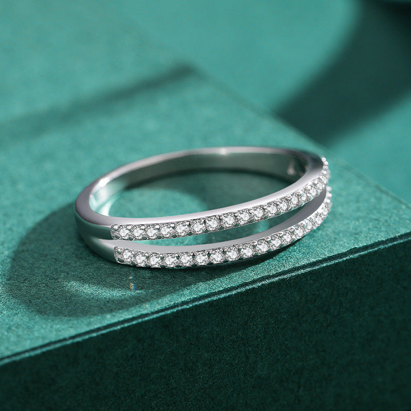 Wholesale s925 sterling silver double-layer diamond ring