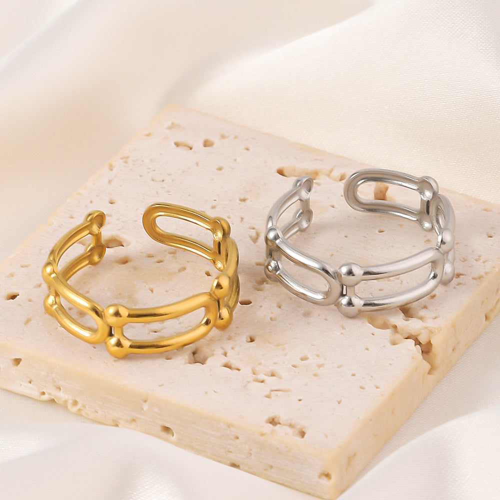 Wholesale Titanium Steel  Ring Opening Ring U-Shaped Retro Ring
