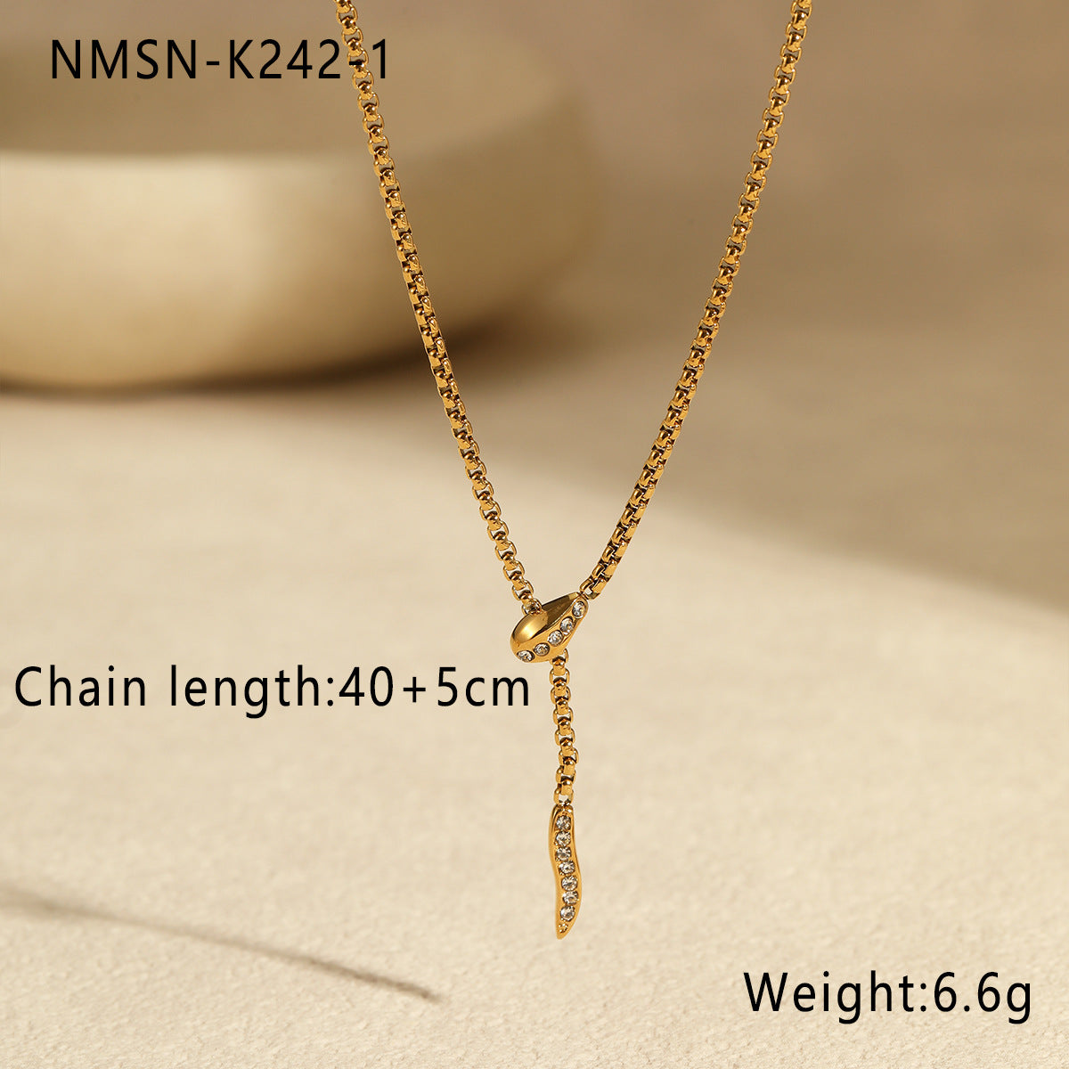 Wholesale  style snake-shaped snake element stainless steel necklace