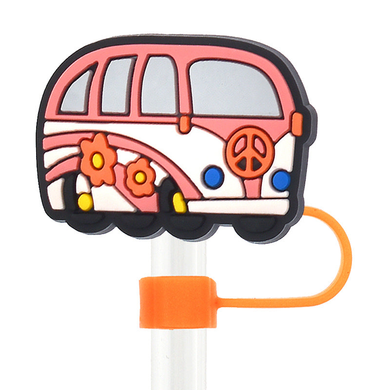 Wholesale Random 100pcs Love and Peace 10mm PVC Soft Straw Tube Cap ACC-SCR-RYY089