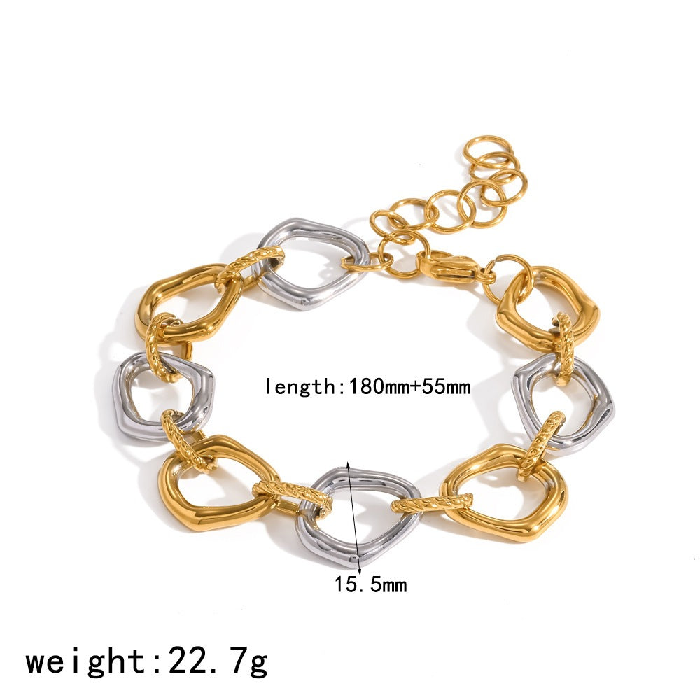 Wholesale Trendy Geometric 18K Gold Plated Stainless Steel Bracelet Stylish Women S Fashion Accessory Boutique Gift Resale