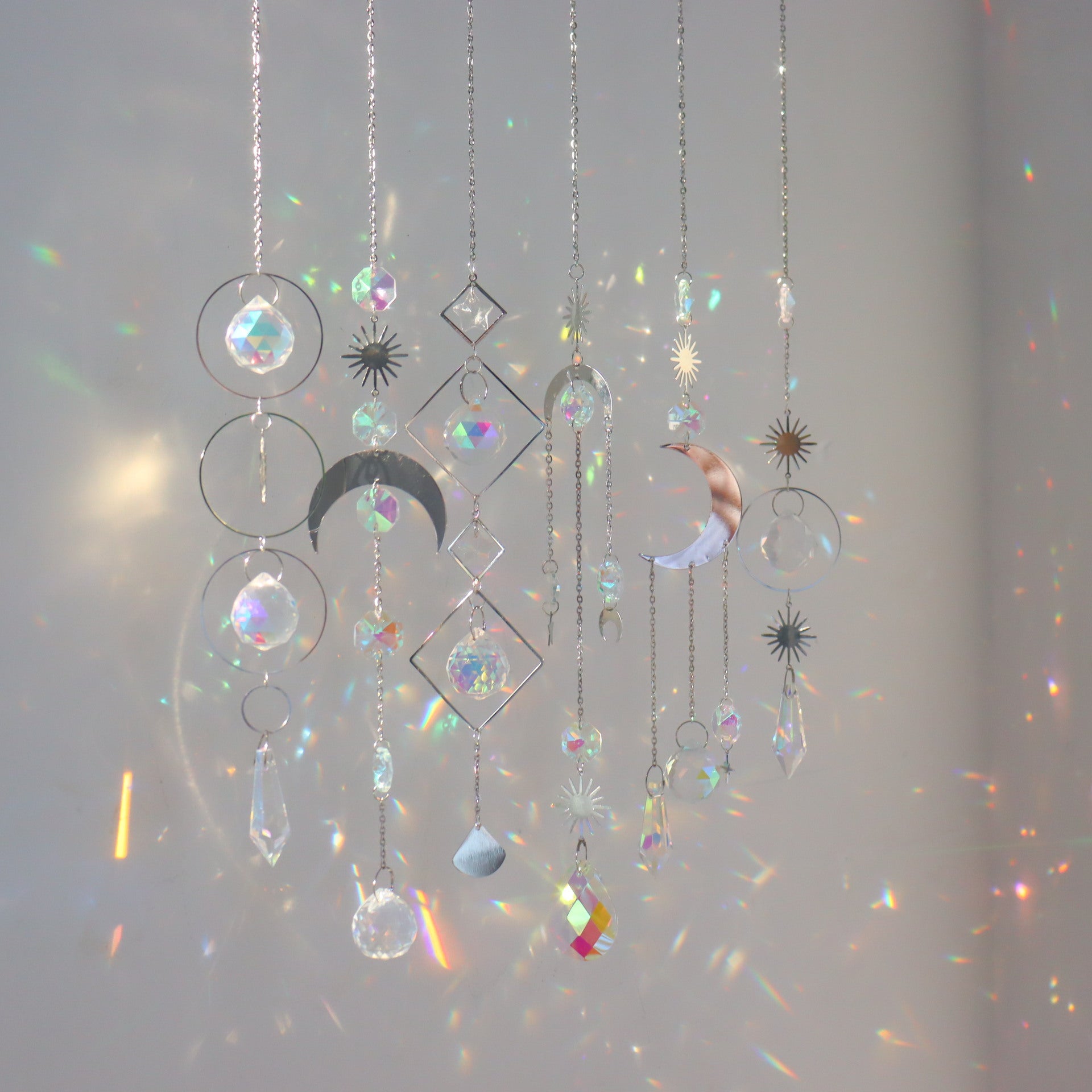 Wholesale Gold and Silver Crystal Sun Catcher hanging window Sun prism decoration