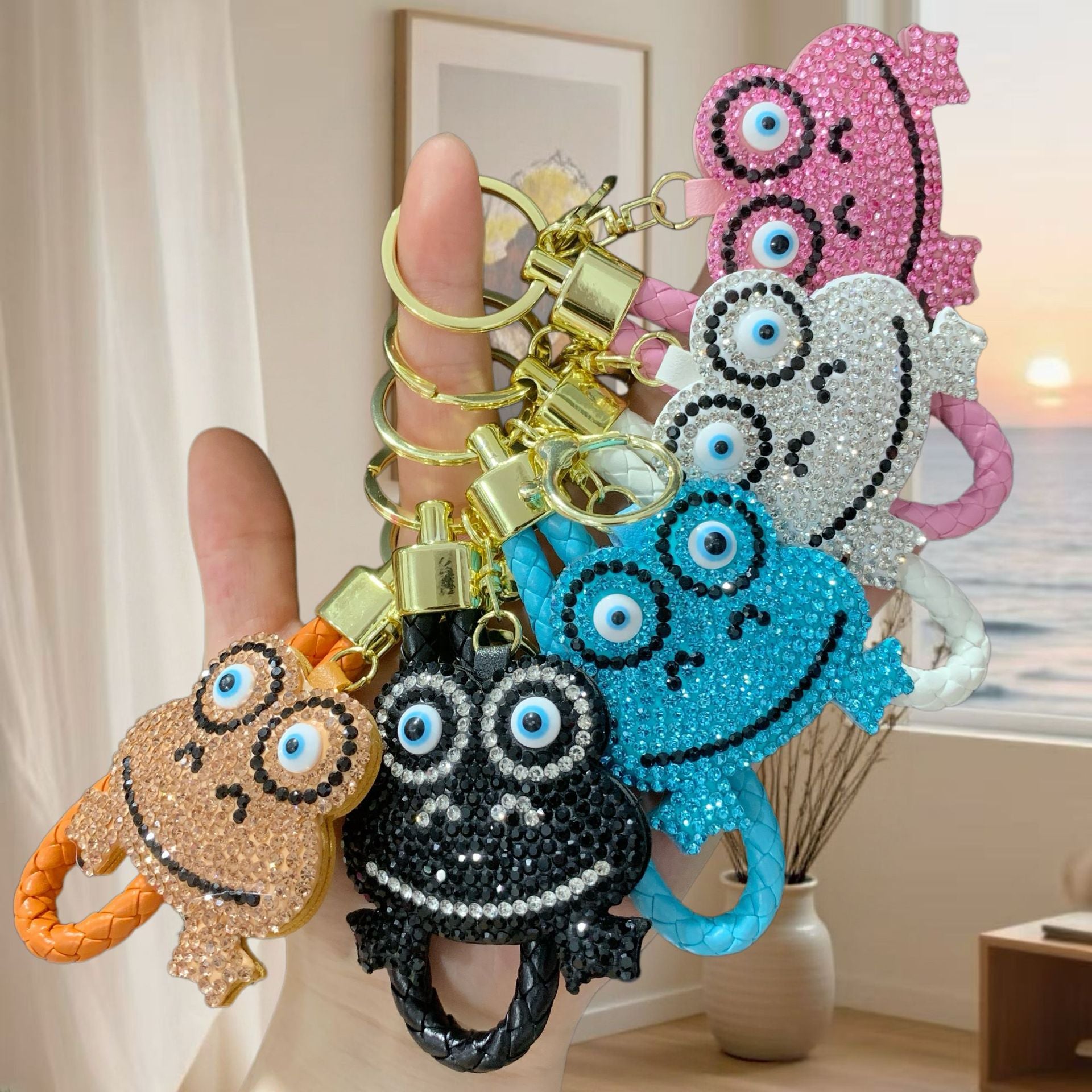 Wholesale Rhinestone Frog Keychain Full Diamond Leather Pendant Wedding Gift Fashion Accessory