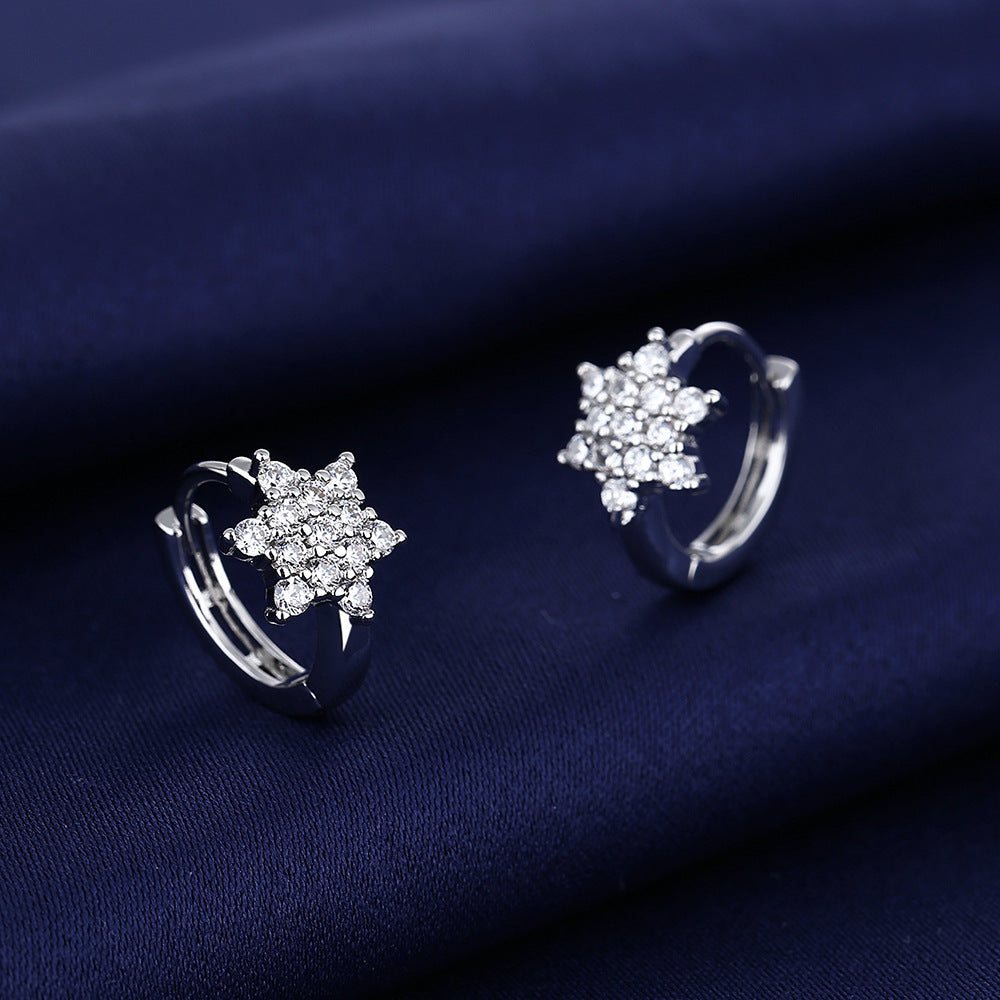 Wholesale Micro-inlaid Five-pointed Star Full Diamond Zircon Earrings