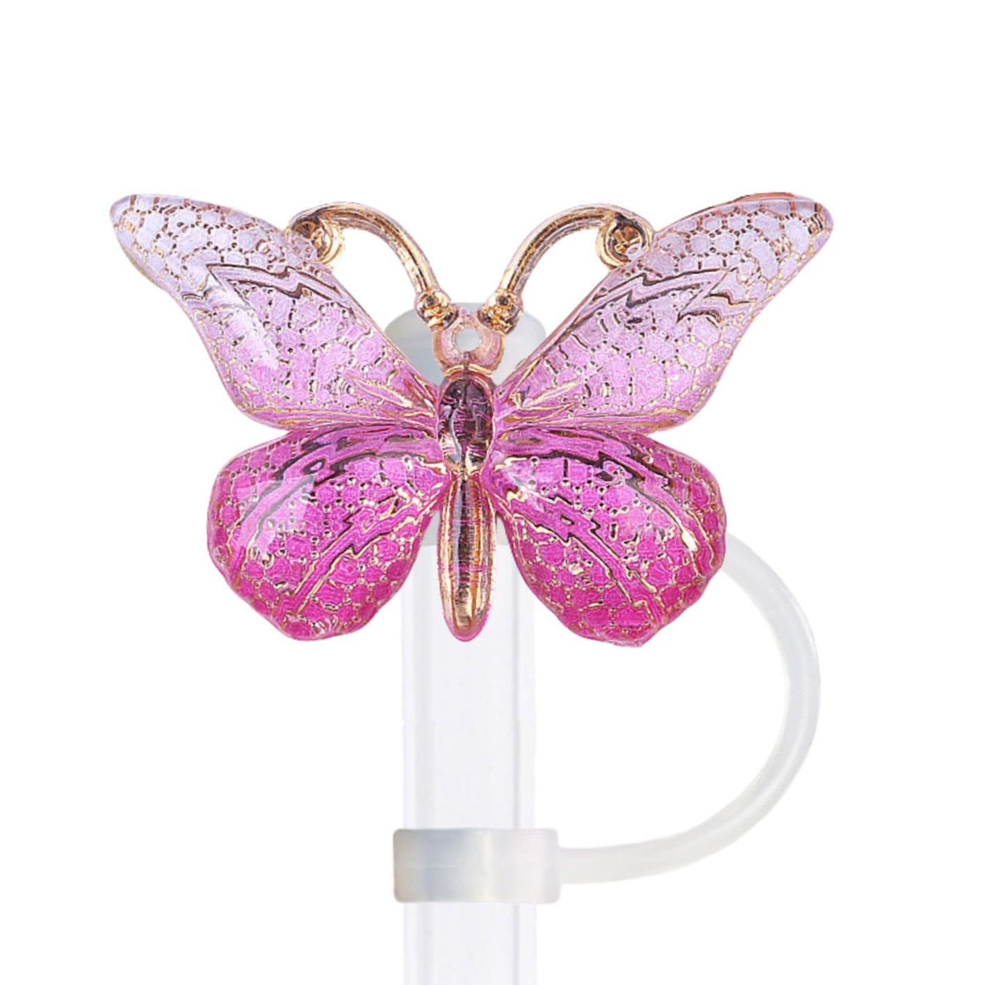 Wholesale 10pcs  Hot stamping gradient butterfly series Straw Cover Straw Tube Cap