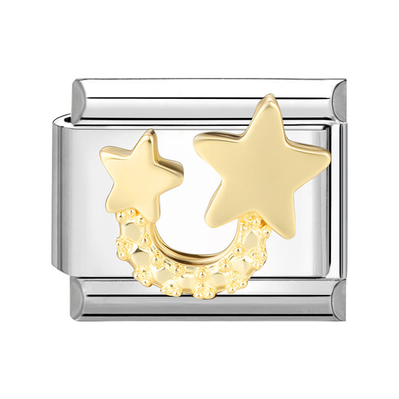 Wholesale Italian Charm Bracelet 9mm DIY Splicing Gold Butterfly Bow Stainless Steel Composable Bracelet