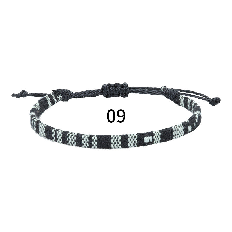 Wholesale Fabric Rainbow Cotton and Linen Woven Bracelets and Ankles ACC-BT-YiYe001