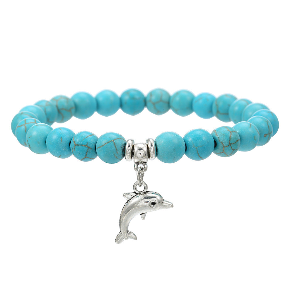 Wholesale 2pcs Turquoise Beaded Evil Eye Starfish Returnee Bracelet