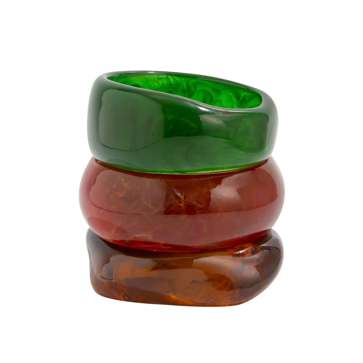 Wholesale Bold Geometric Amber Gradient Wide Resin Bangle Glossy Fashion Bracelet Stylish Jewelry Accessory Gift Boutique Resale