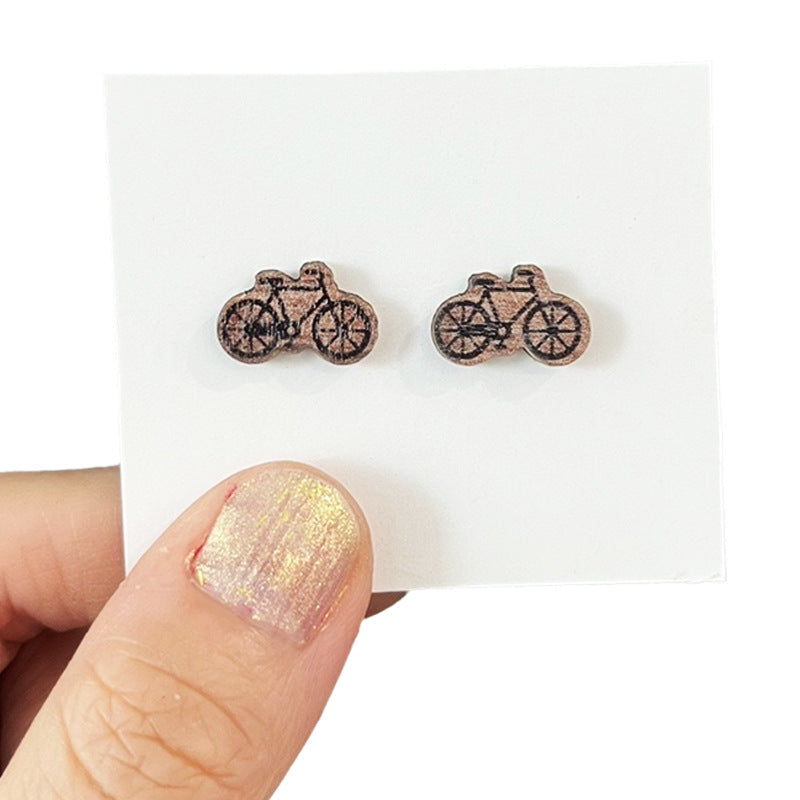 Wholesale 2 pairs/ pack Wooden sports camping hiking cycling earrings