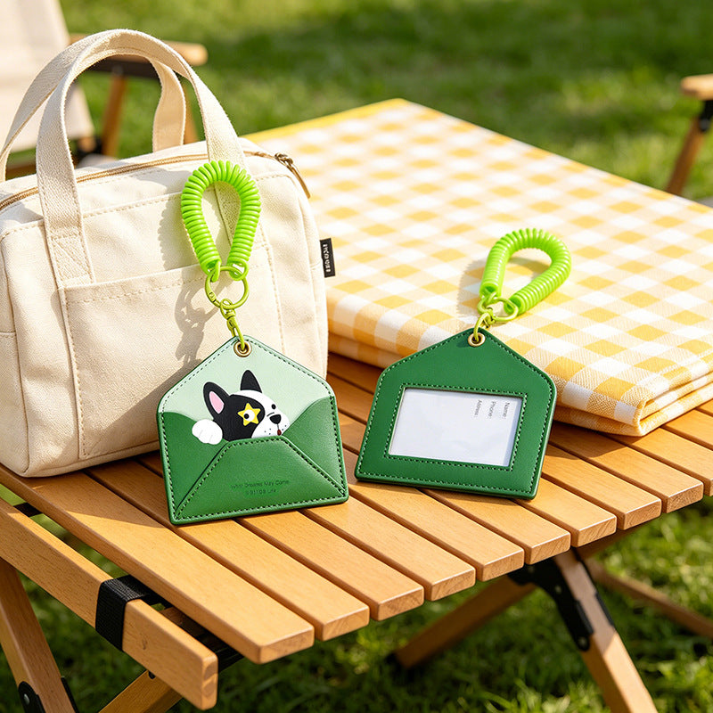 Wholesale Cute Capybara Envelope Card Holder Keychain PU Leather ID Badge Bag Charm For Campus Bus Daily Use