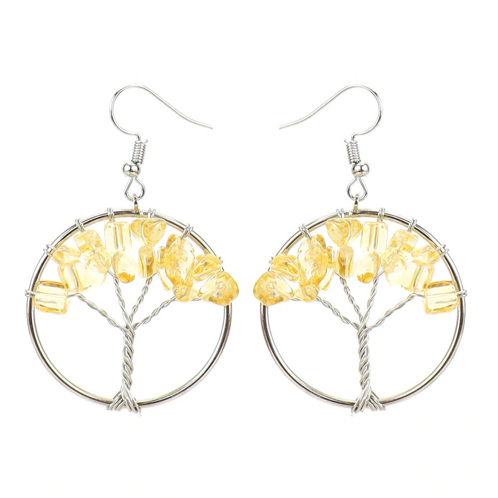 Wholesale Natural Stone Earrings Colorful Stone Raw Stone Wrap Earrings Mother's Day Gift Crystal Earrings ACC-ES-Qianc001