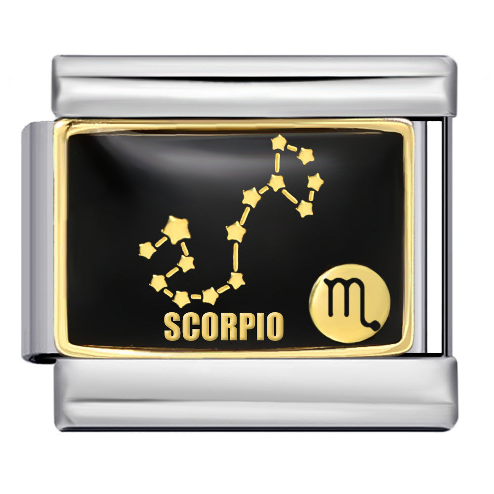 Wholesale 5pcs Italian Charm Bracelet 9mm DIY Splicing 12 Constellation Series Stainless Steel Composable Bracelet