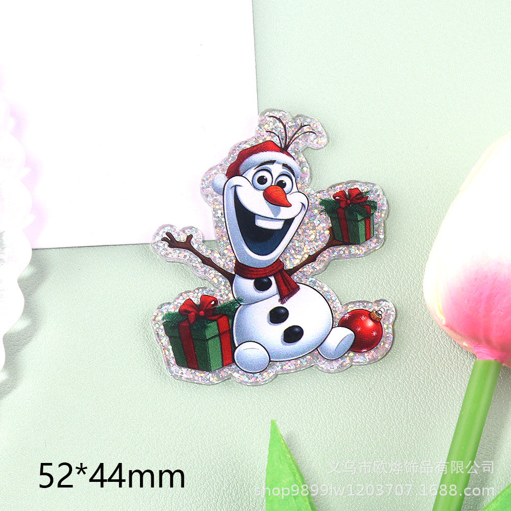 Wholesale 10pcs DIY Flatback Cartoon Christmas Acrylic Flatback Badge Reels Retractable Keychain DIY Accessories