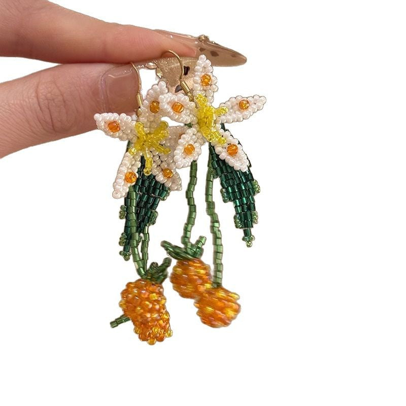 Wholesale  flower beaded tassel earrings