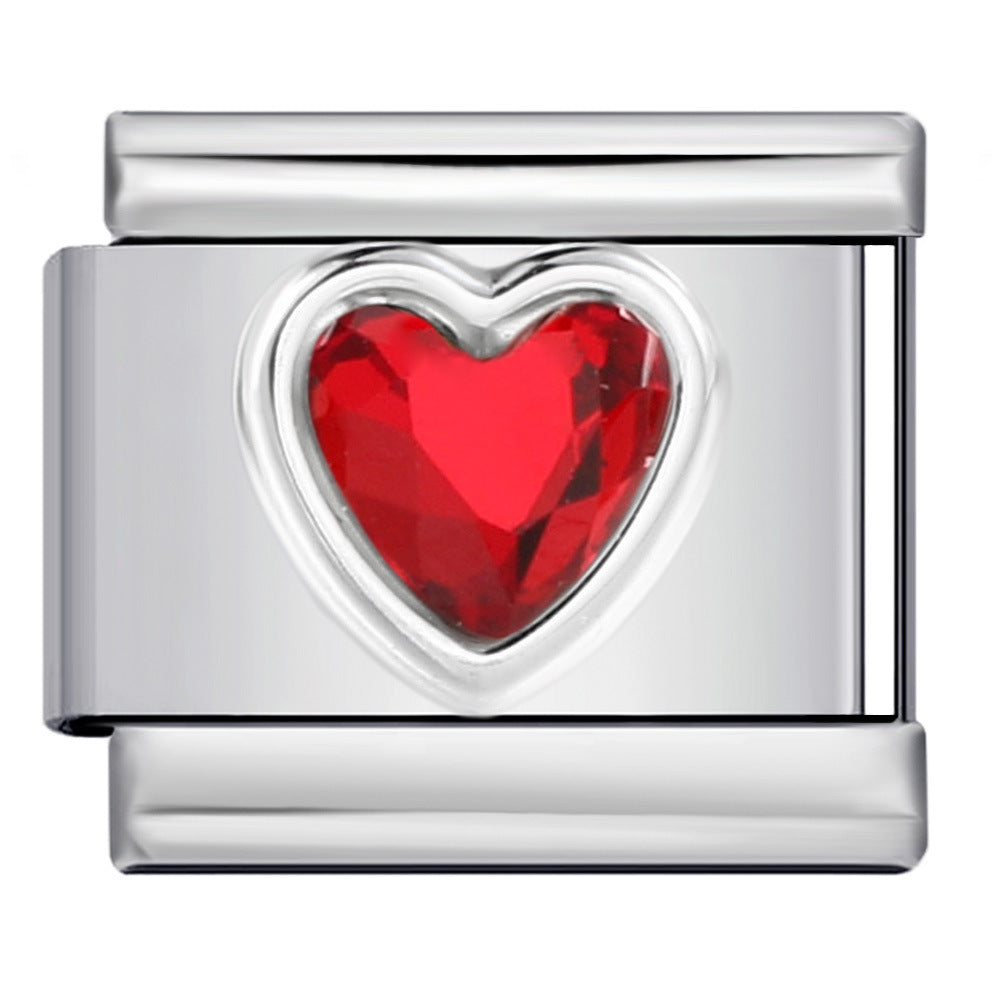 Wholesale Love Micro-inlaid Color Stone Italian Module Bracelet Stainless Steel Charms