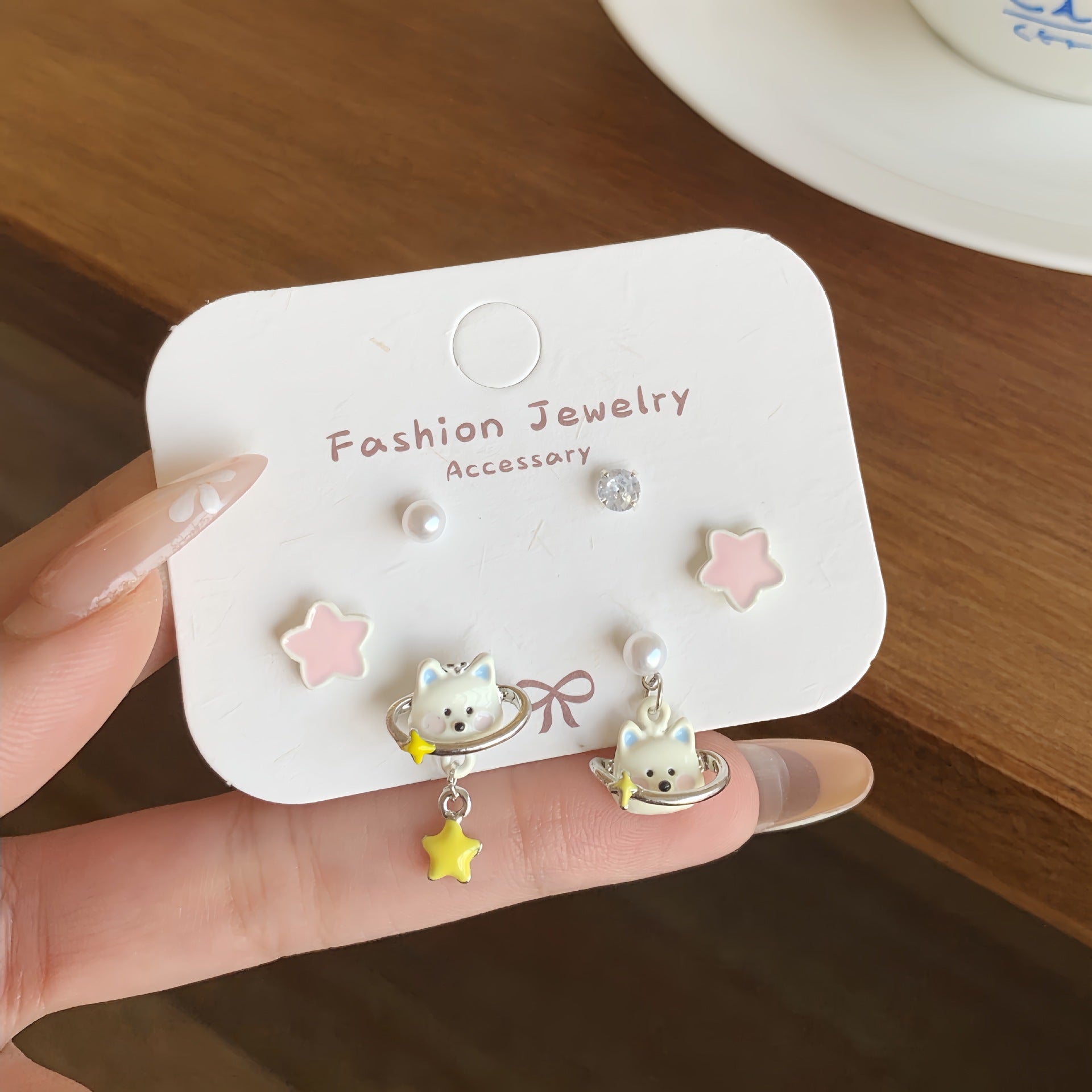 Wholesale Childlike and Cute Puppy Earrings with Tassels Silver Needles Earrings