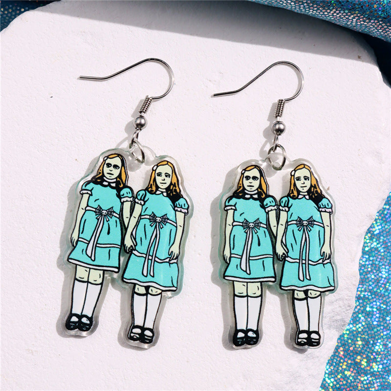 Wholesale  Twins Horror  Face Acrylic Earrings