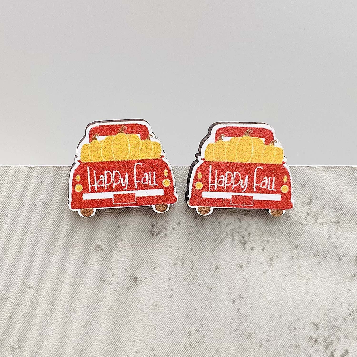 Pendientes de madera enano de calabaza de calabaza de calabaza de hojas de maple al por mayor de Acción de Gracias