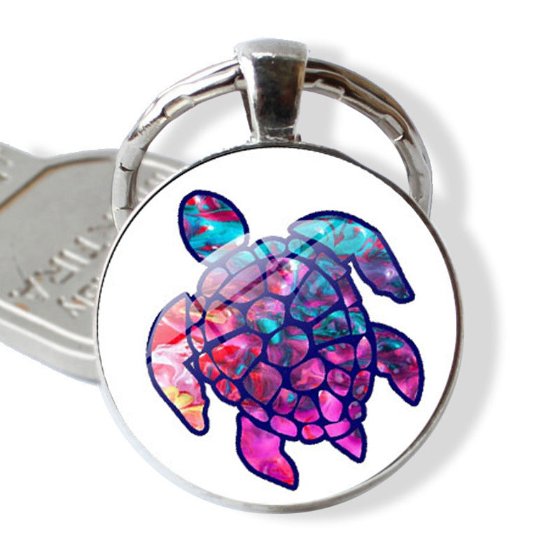 Wholesale Rendering of Colored Turtle Keychain Pendants, Time Gemstones, Turtle Keychains ACC-KC-JiaYun002