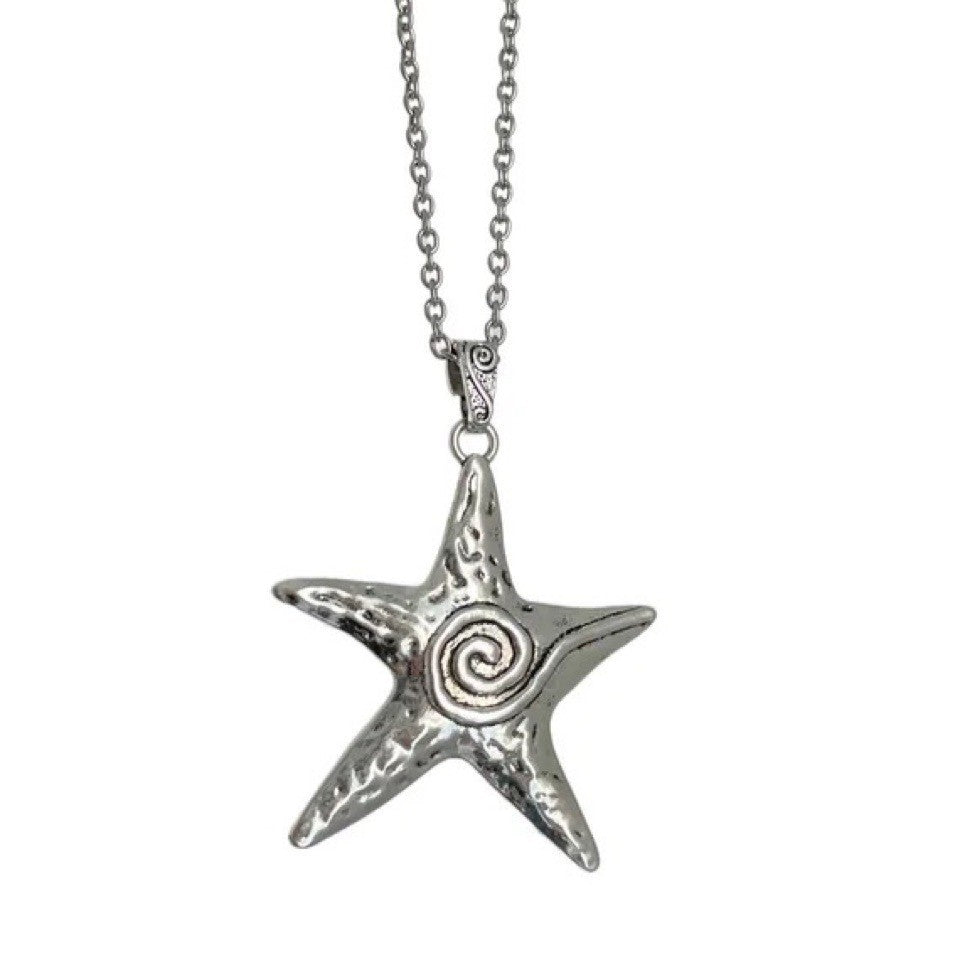 Wholesale Y2K Sweet Cool Sea Star Necklace Female Niche Retro Sweet Cool Spice Girl Style Sub-culture Ins Star Starfish Clavicle Chain