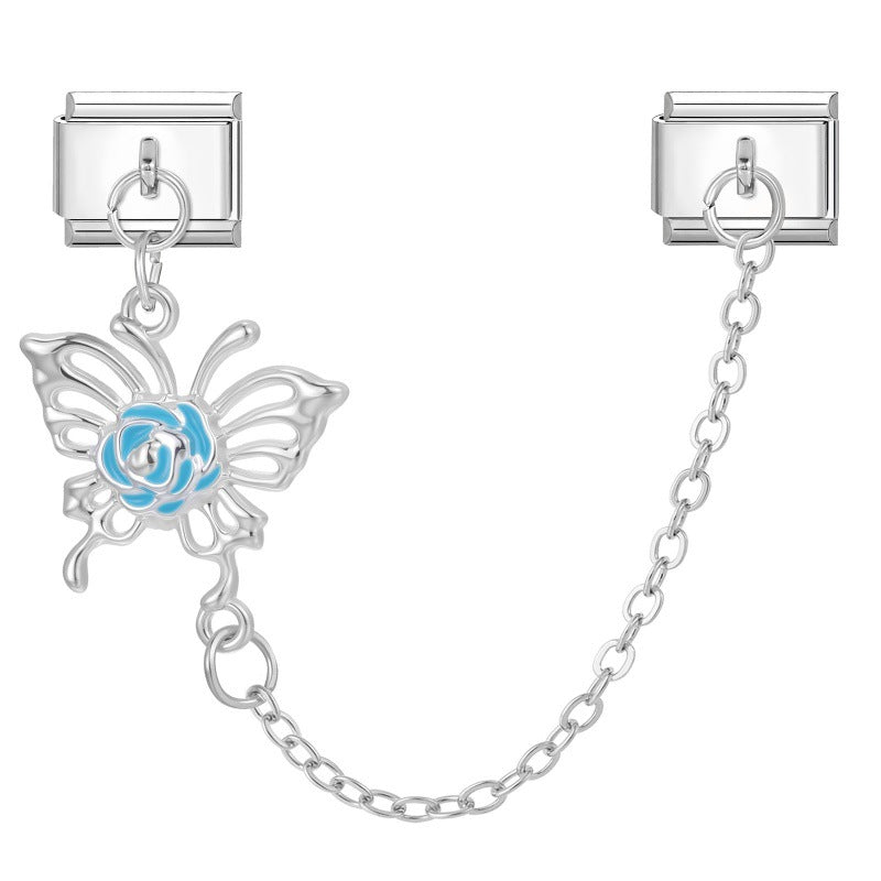 Wholesale Italian Charm Bracelet 9mm DIY Splicing Double Charm Chain Stainless Steel Composable Bracelet