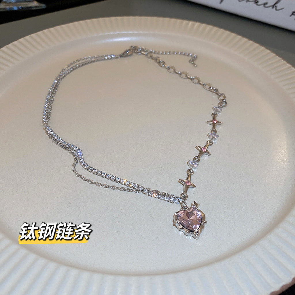 Wholesale Irregular Moonstone Patchwork Necklace Choker Necklace Titanium Steel ACC-NE-NS009