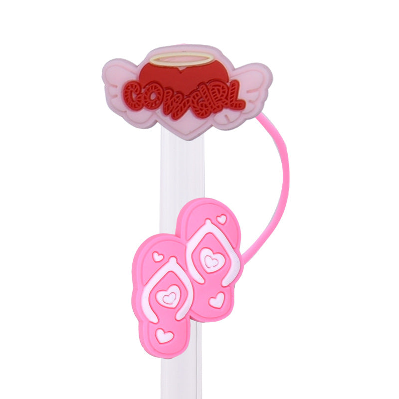 Wholesale Random 100pcs Cowboy Girl Series PVC Soft Straw Tube Cap