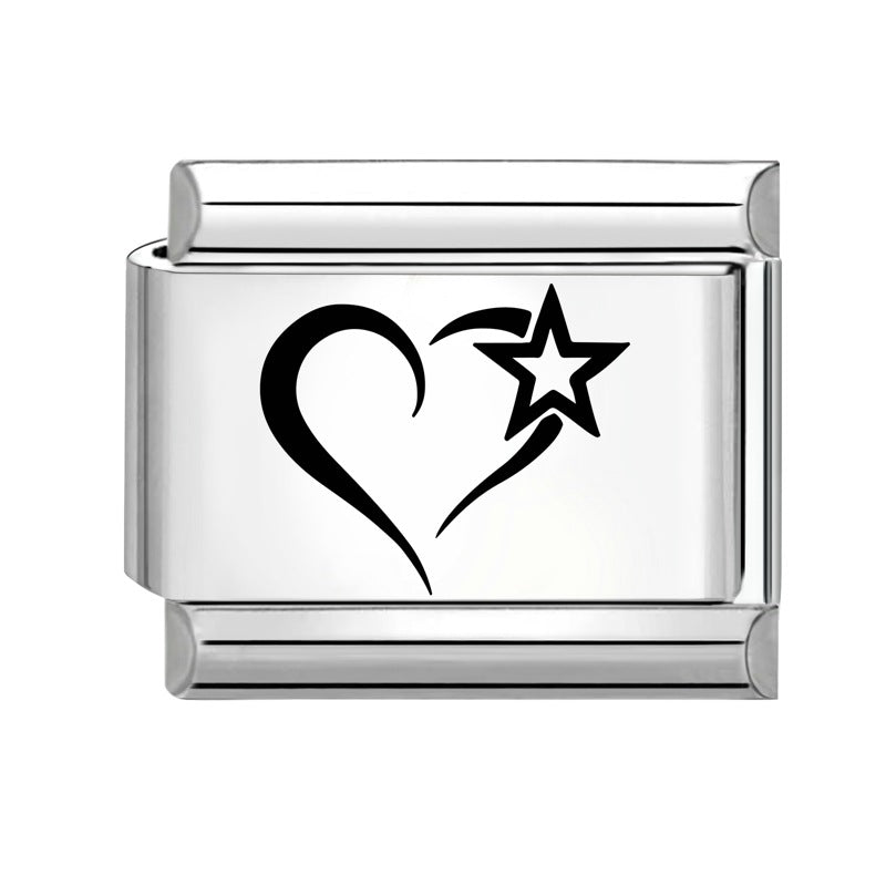 Wholesale Italian Charm Bracelet 9mm DIY Splicing Creative Pattern Stainless Steel Composable Bracelet