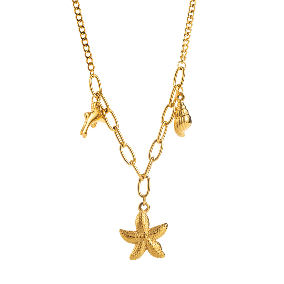 Wholesale Ocean Style Starfish Stainless Steel Necklace Clavicle Chain ACC-NE-XianDi010