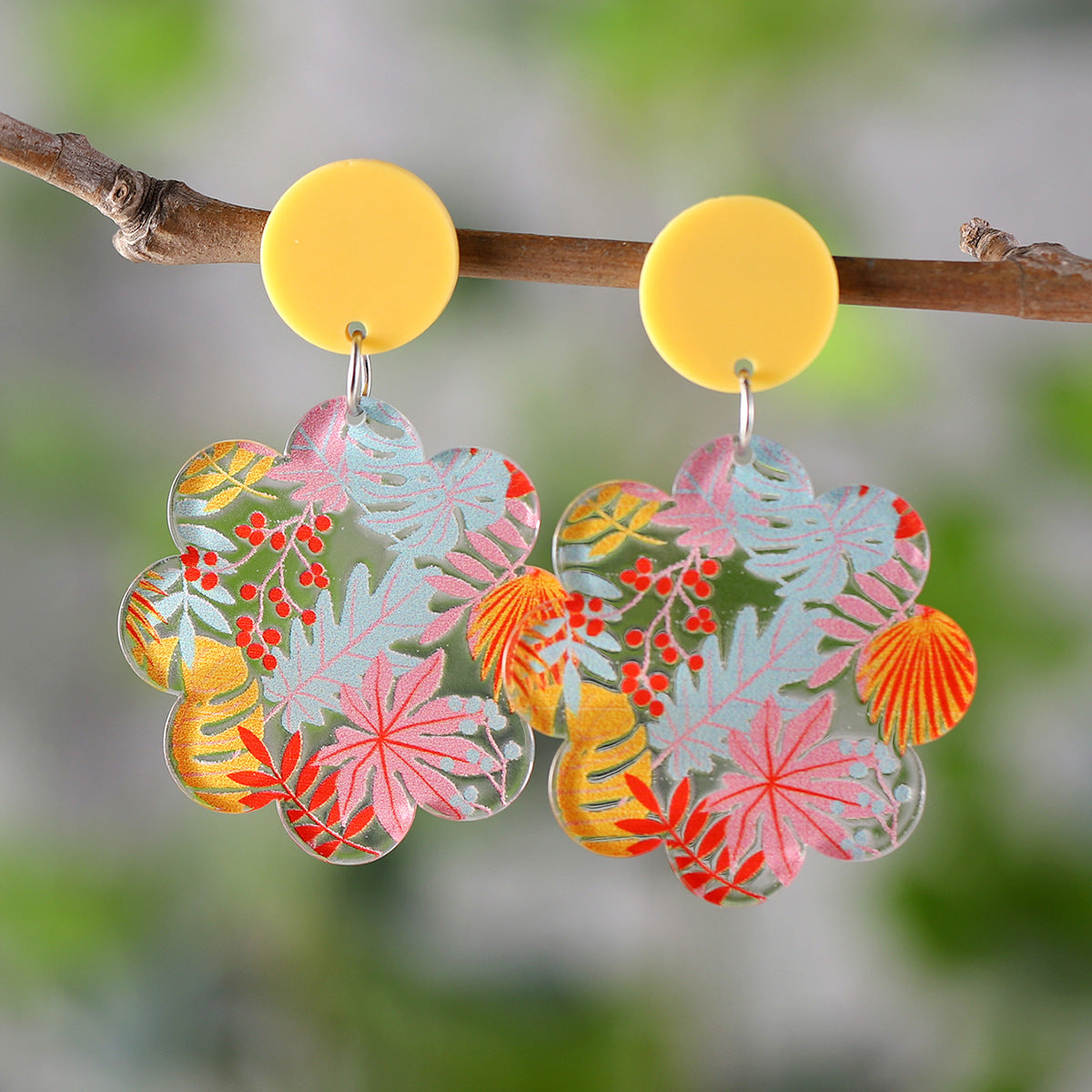 Wholesale Flower Leaf Pendant Earrings