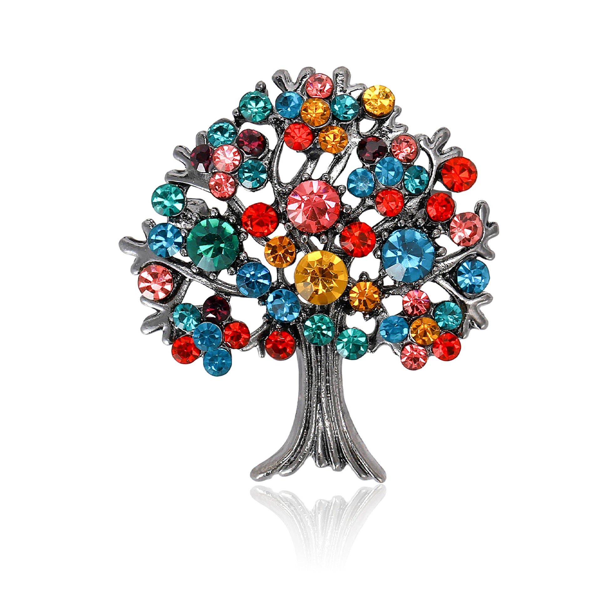 Wholesale Chic Tree Of Life Brooch Pin Alloy Rhinestone Red Women S Fashion Accessory Party Gift Resale