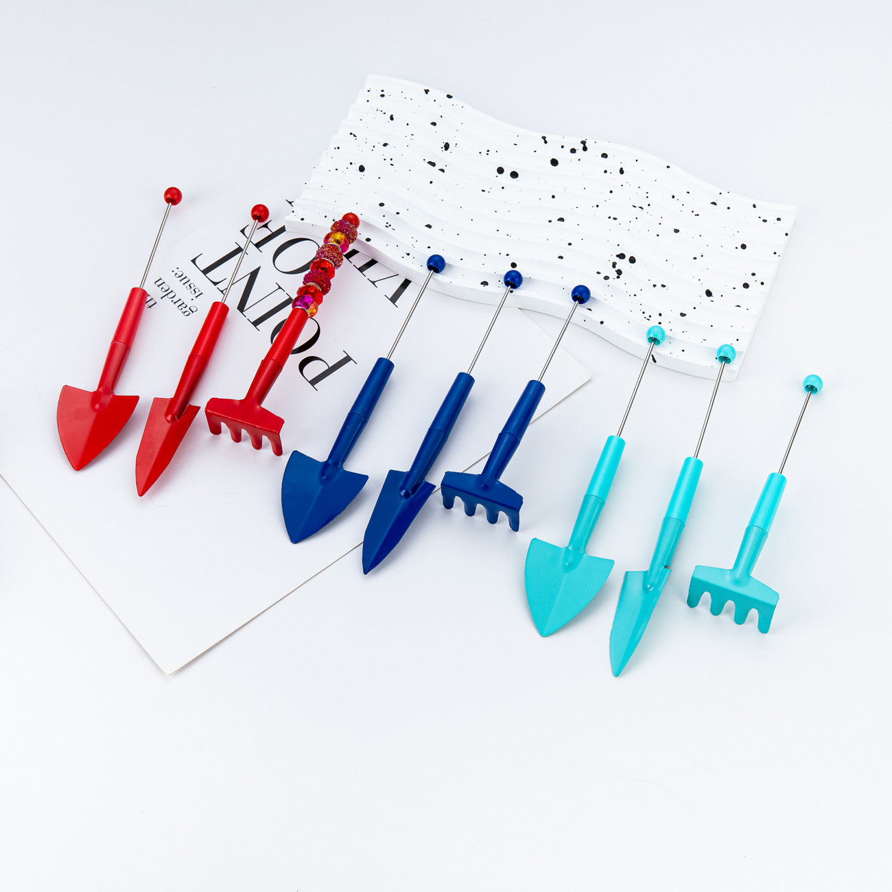 Wholesale DIY Beadable Mini Garden Tools Set Macaron Color DIY Beaded RoseFlower Succulent Plants Tools